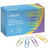 Скрепки пласт.цветн.28мм/100шт.Attache Bright Colours