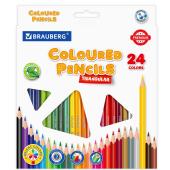 Карандаши 24 цв. BRAUBERG PREMIUM трехгранные, пластик Карандаши 24 цв. BRAUBERG PREMIUM трехгранные, пластик