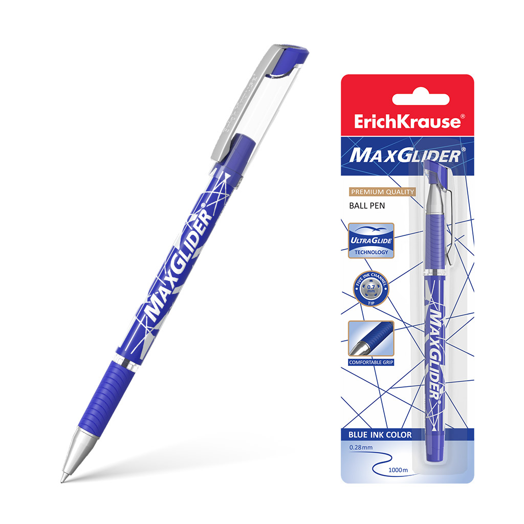 Ручка шариковая Erich Kr.Ultra Glide Technology MaxGlider синяя блистер