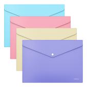 Конверт на кнопке А4 пласт.Er.Krause Diagonal Pastel непрозрач., ассорти Конверт на кнопке А4 пласт.Er.Krause Diagonal Pastel непрозрач., ассорти
